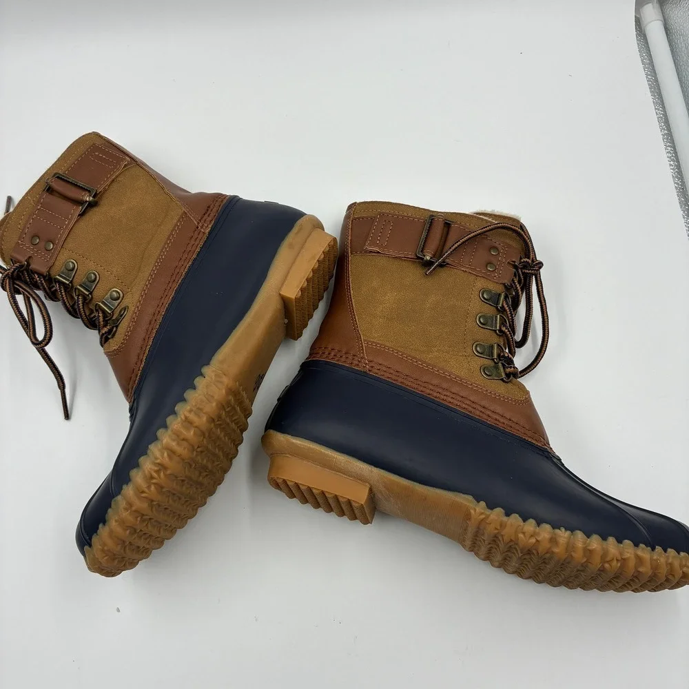 JBU by Jambu Calgary Women's Size 7M Weather ready Duck Boots Blue Brown FauxFur